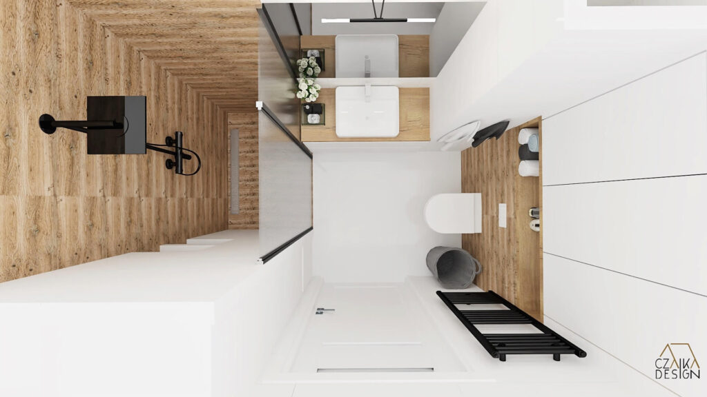 Aranżacja mieszkania 60m² - łazienka