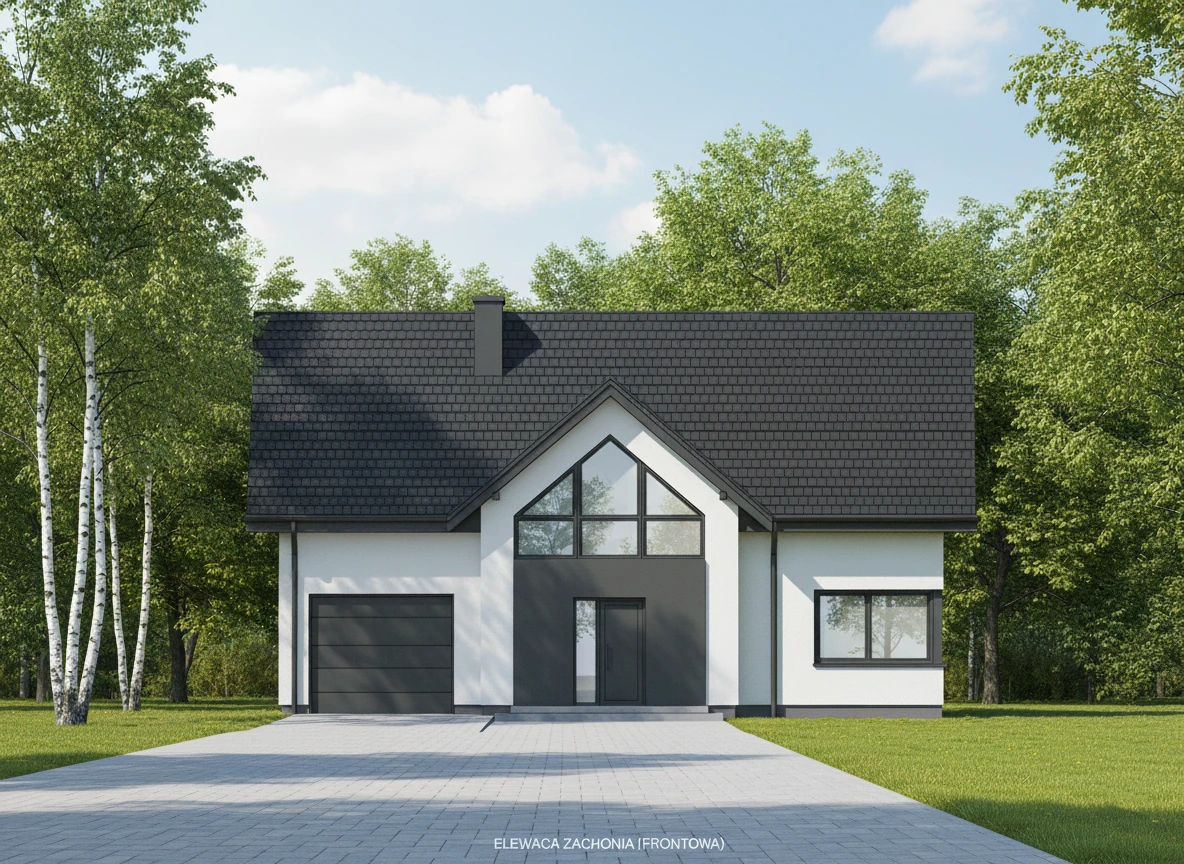 Dom jednorodzinny Łomża - Elewacja zachodnia frontowa