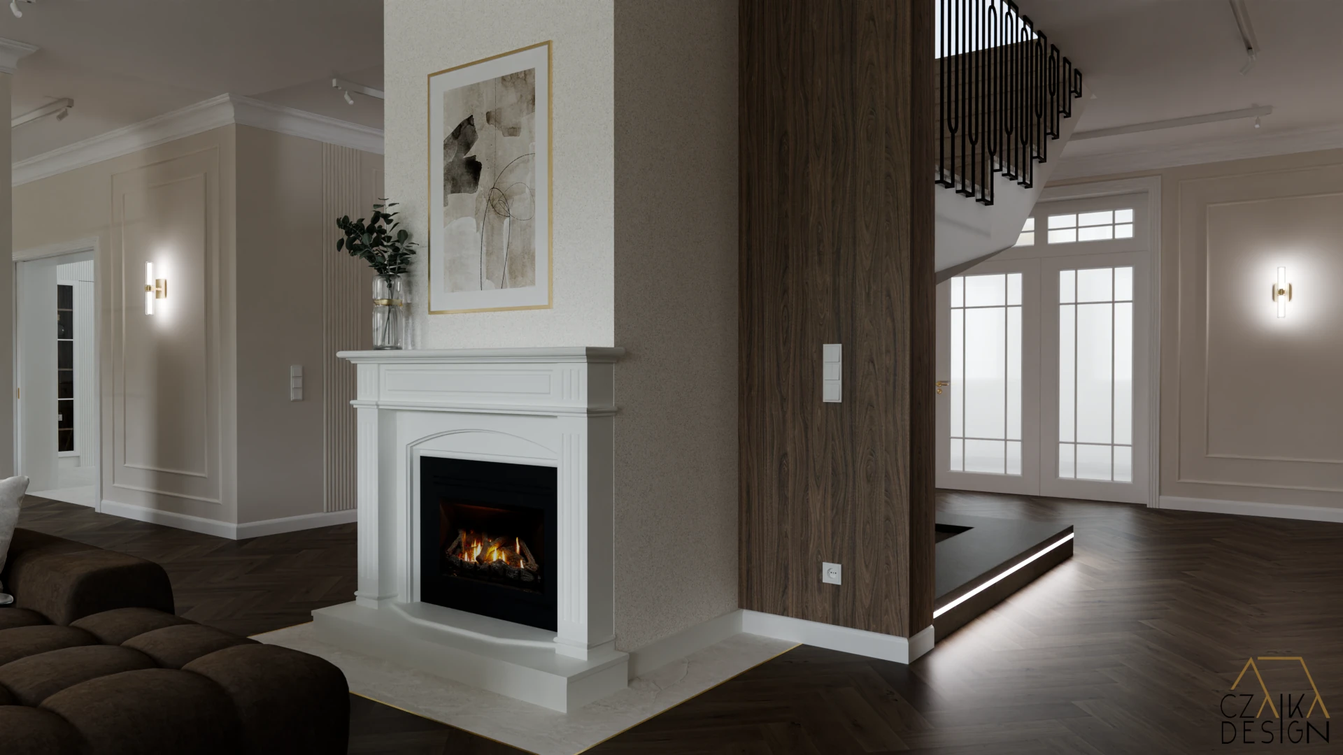 Kominek z marmurowym portalem