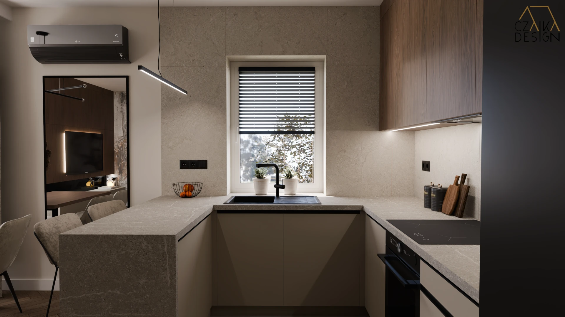 Kuchnia z odcieniami beżu i szarości