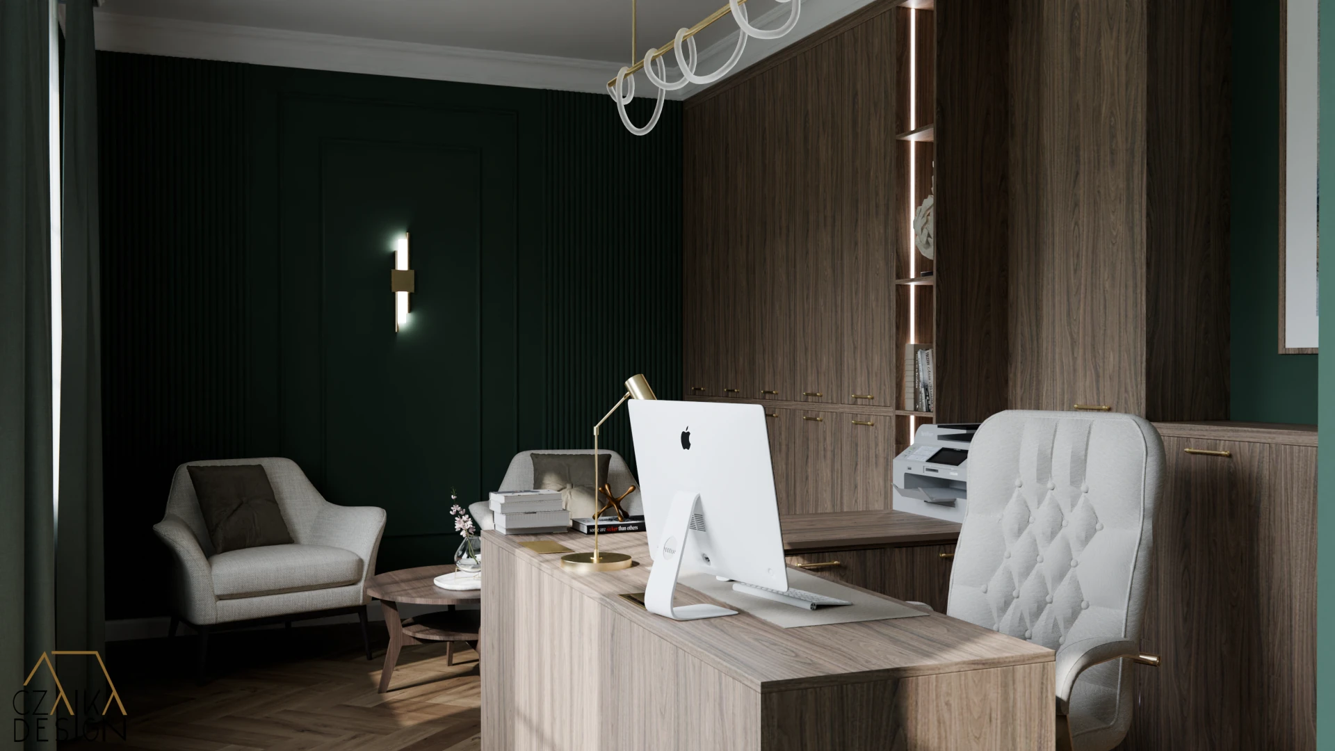 Ściany w głębokim odcieniu zieleni