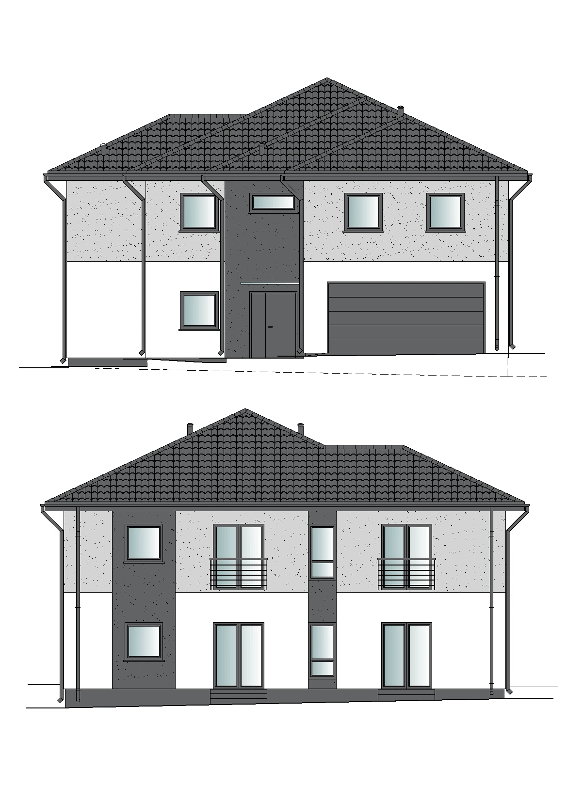 Projekt elewacji budynku dwulokalowego Łomża
