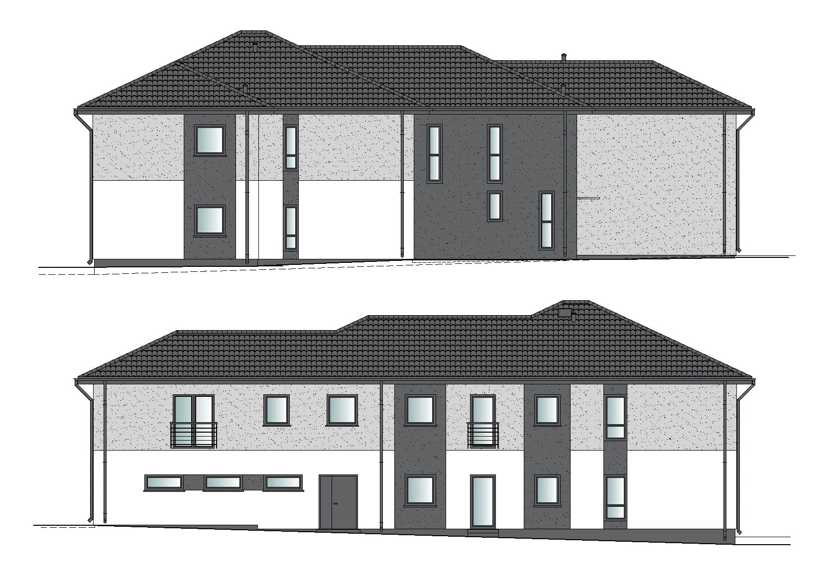 Projekt elewacji budynku dwulokalowego Łomża