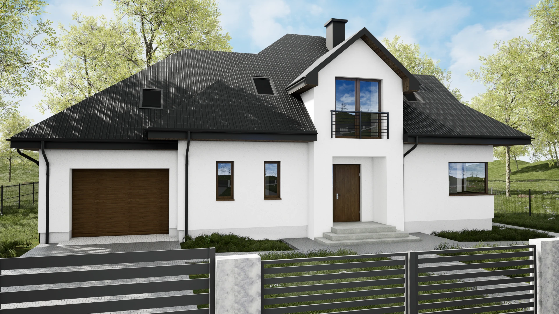 Dom jednorodzinny Elżbiecin - Elewacja północno wschodnia (frontowa)