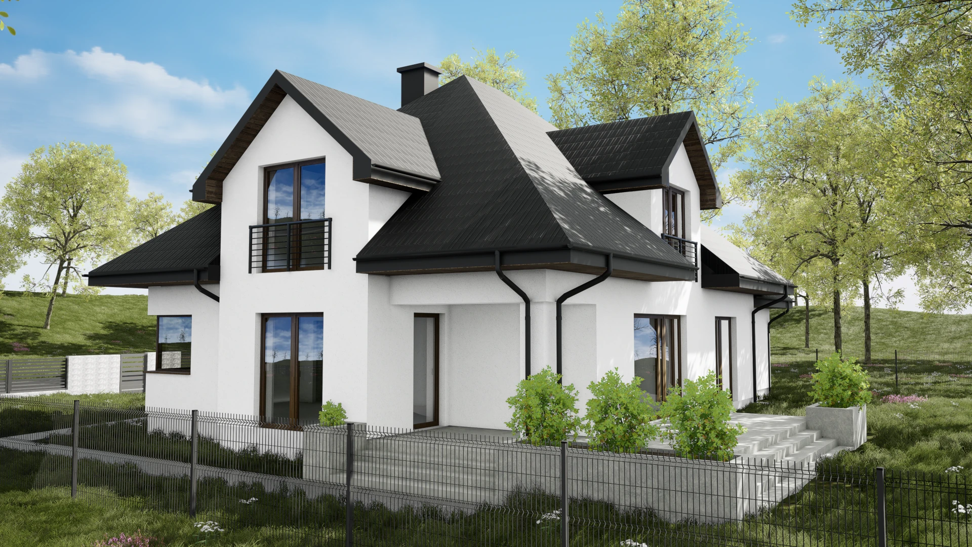 Dom jednorodzinny Elżbiecin - Elewacja północno - zachodnia