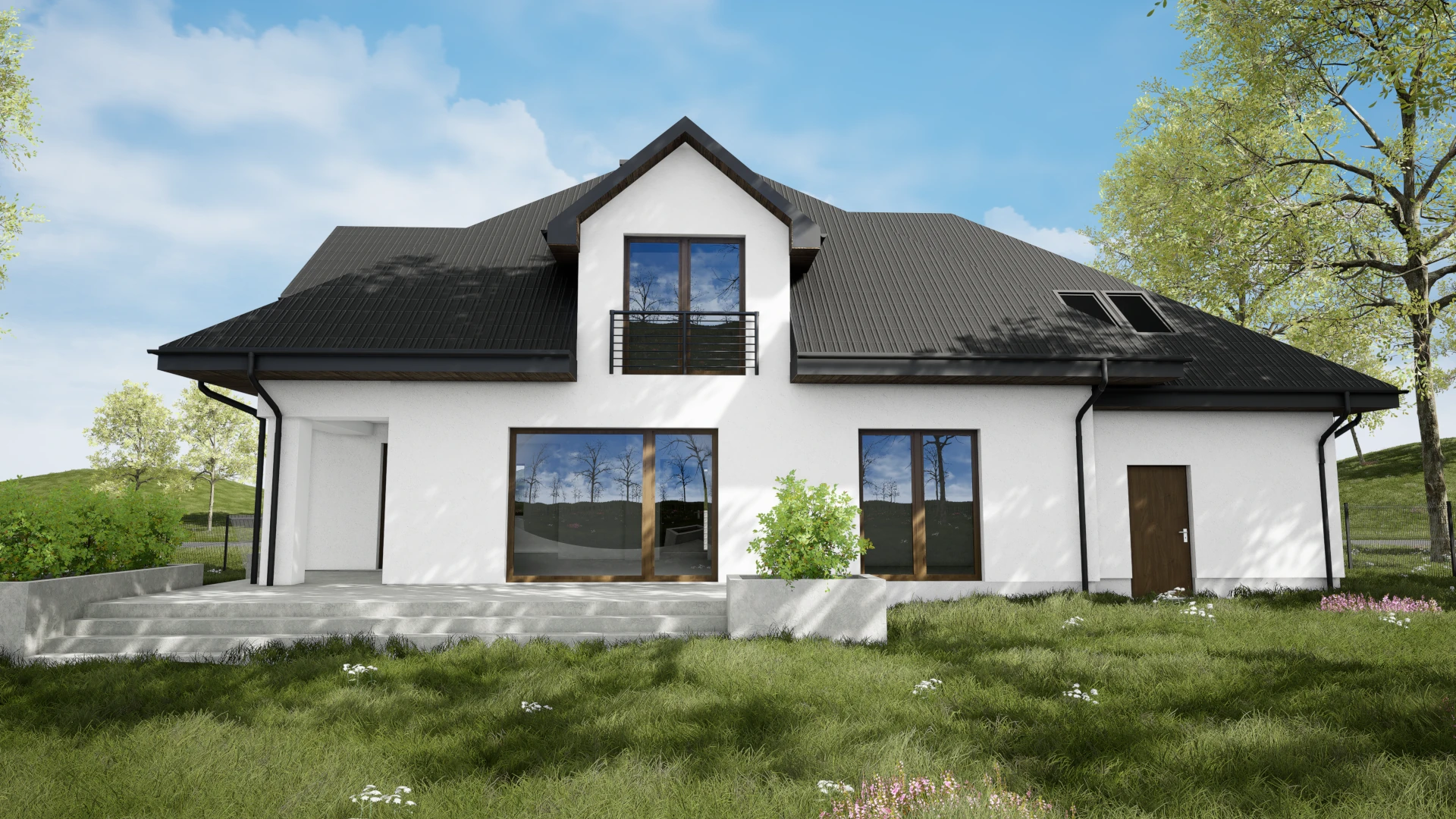 Dom jednorodzinny Elżbiecin - Elewacja połudnowo - zachodnia