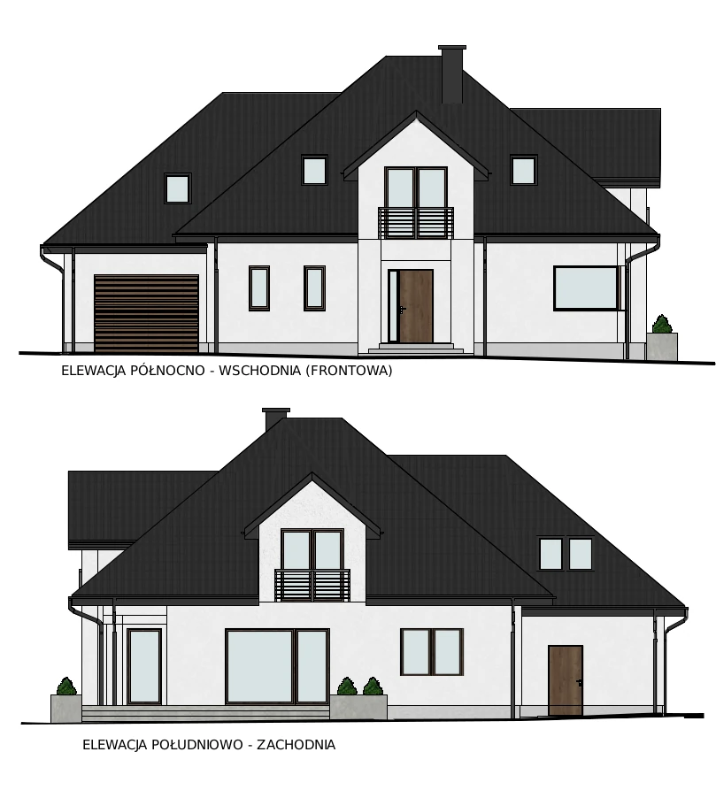 Projekt elewacji domu jednorodzinnego Elżbiecin