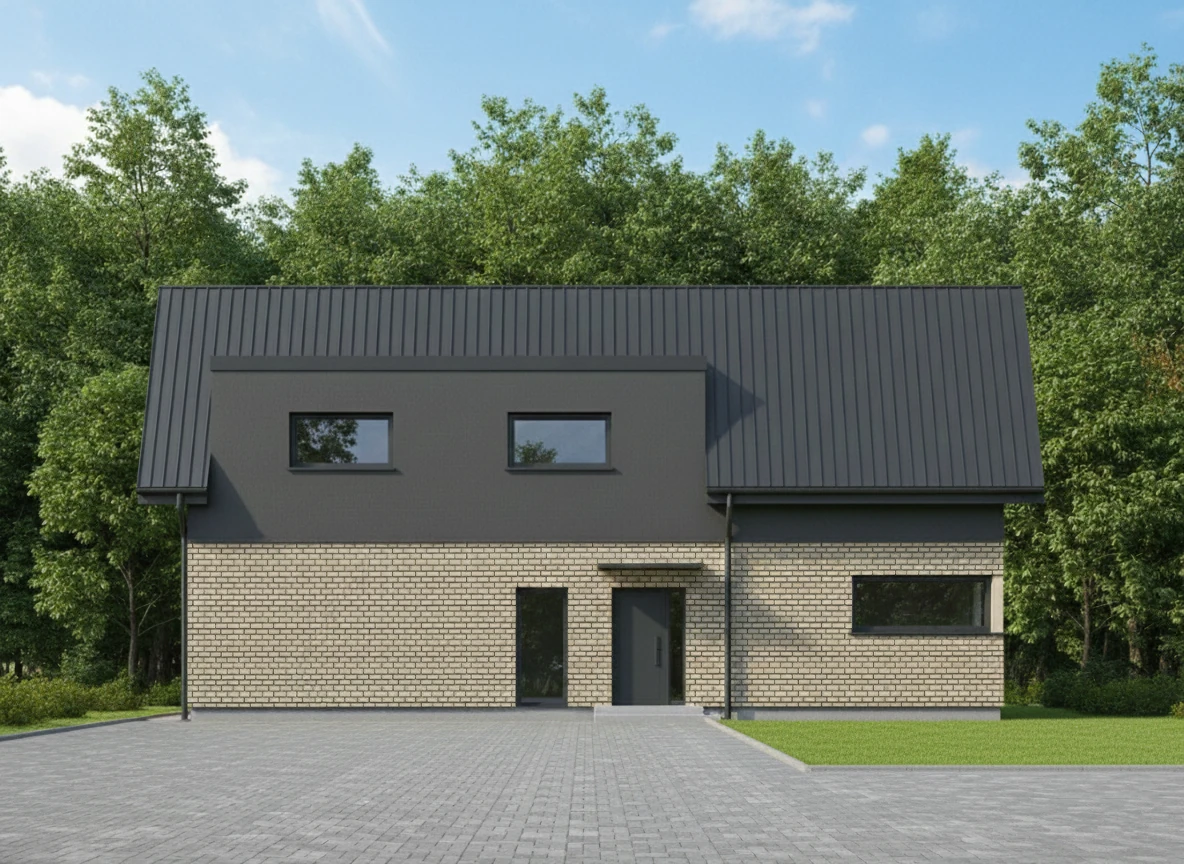 Dom jednorodzinny Górki Sypniewo - Elewacja północna (frontowa)