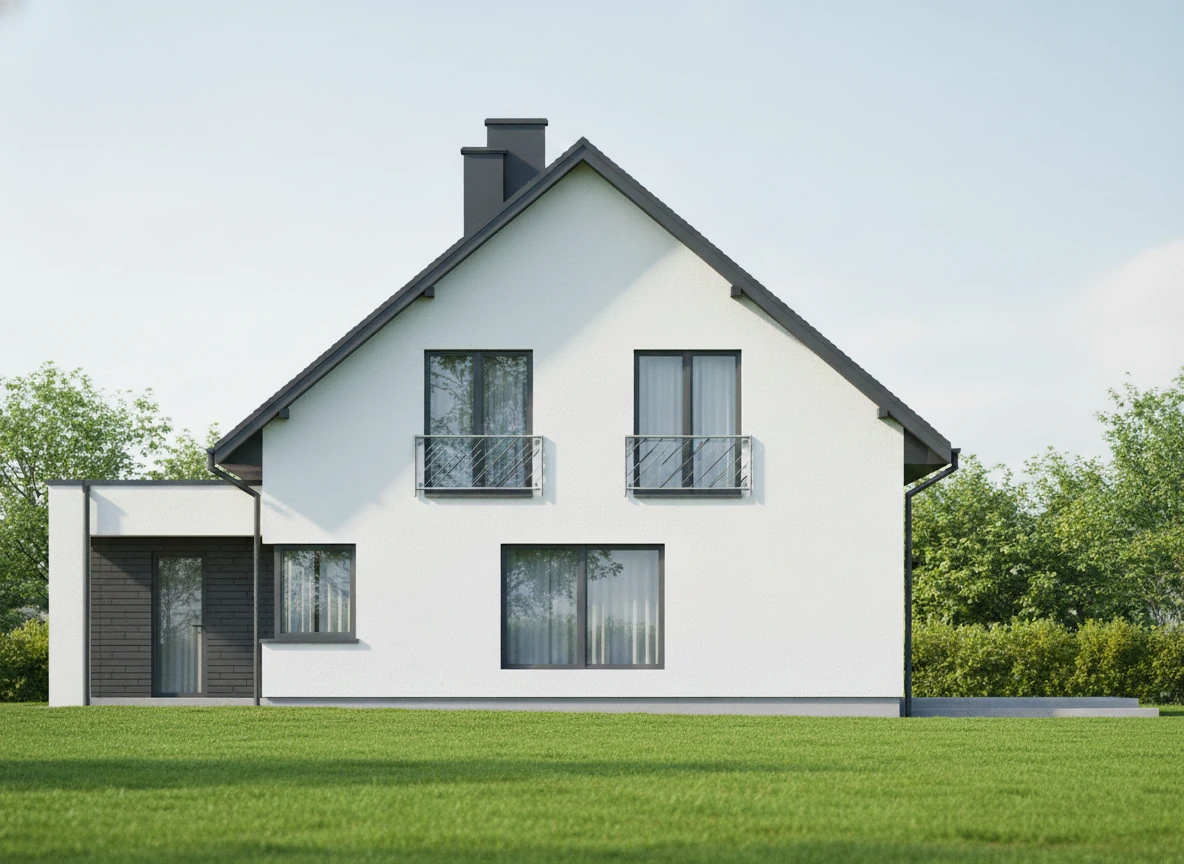 Dom z dwuspadowym dachem o kącie nachylenia 40°