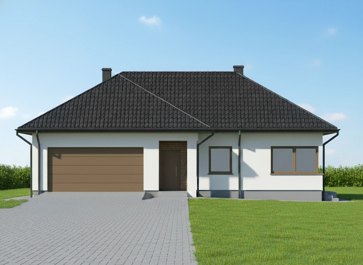 Dom parterowy Kisiołki - Elewacja północno-zachodnia