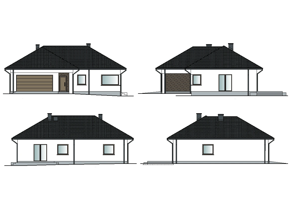 Projekt elewacji domu parterowego Kisiołki