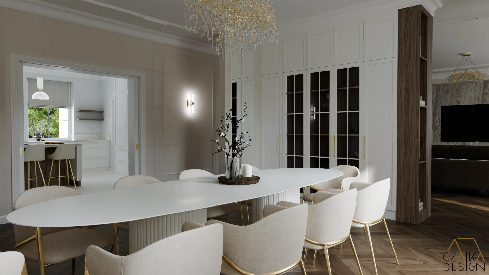 Duży owalny stół na 10 osób