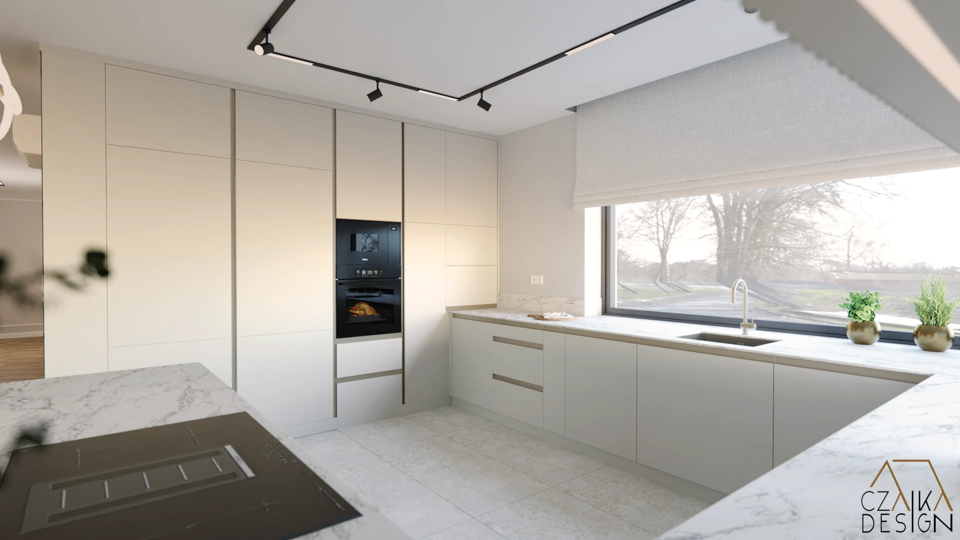 Kuchnia z złotymi akcentami