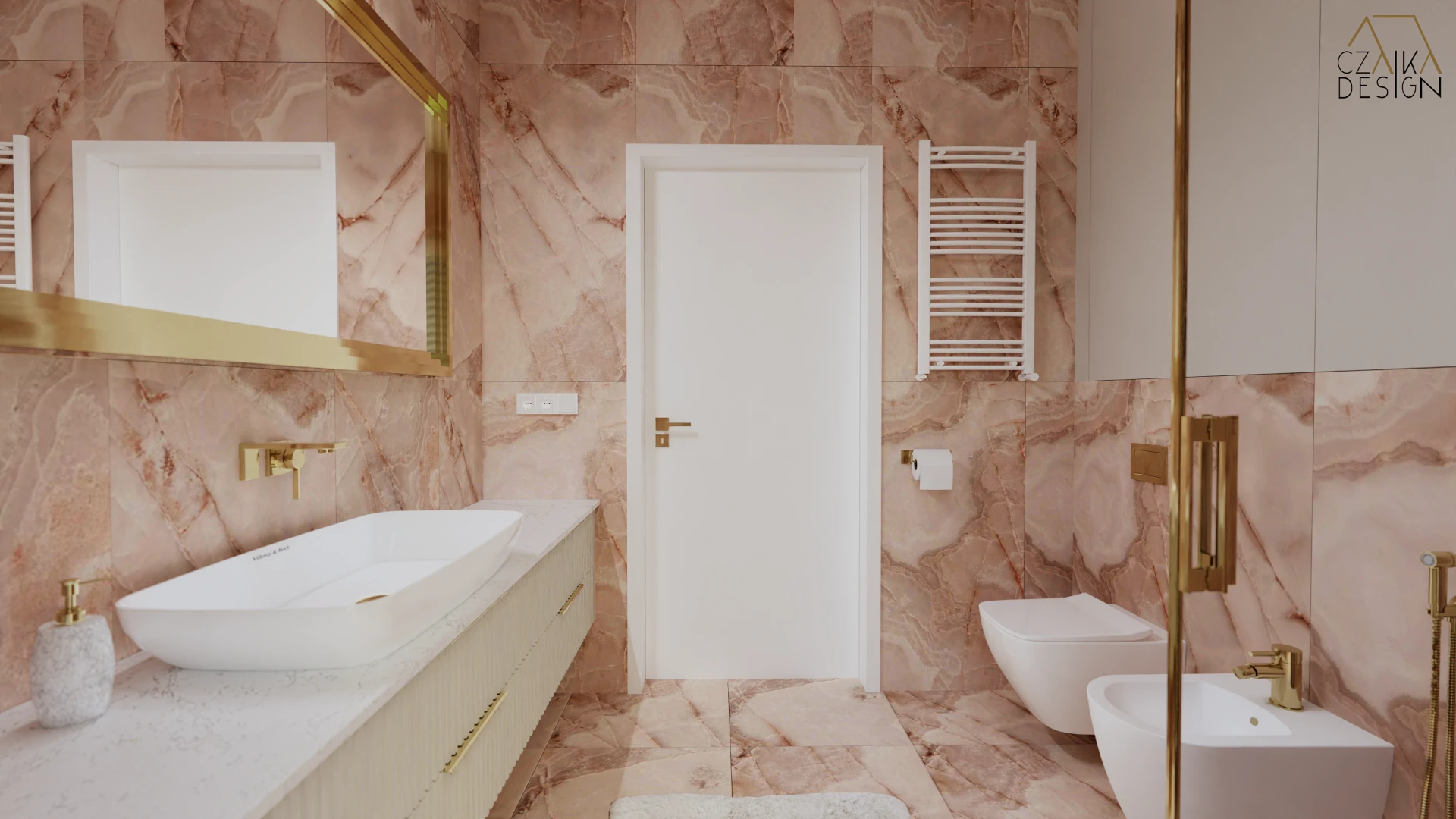 Szafka z ryflowanymi frontami w kolorze kaszmiru