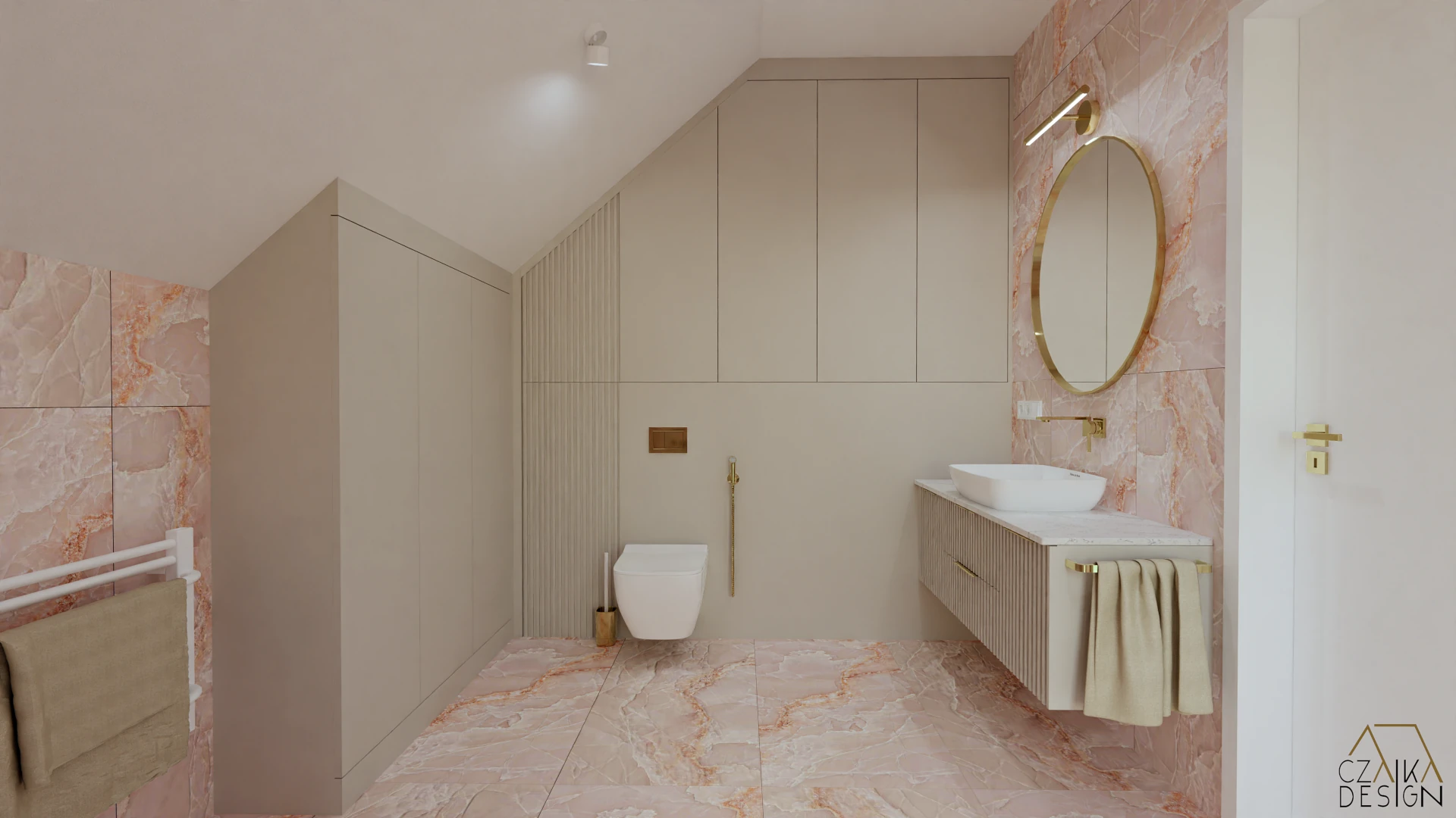 Płytki inspirowane różowym onyksowym kamieniem