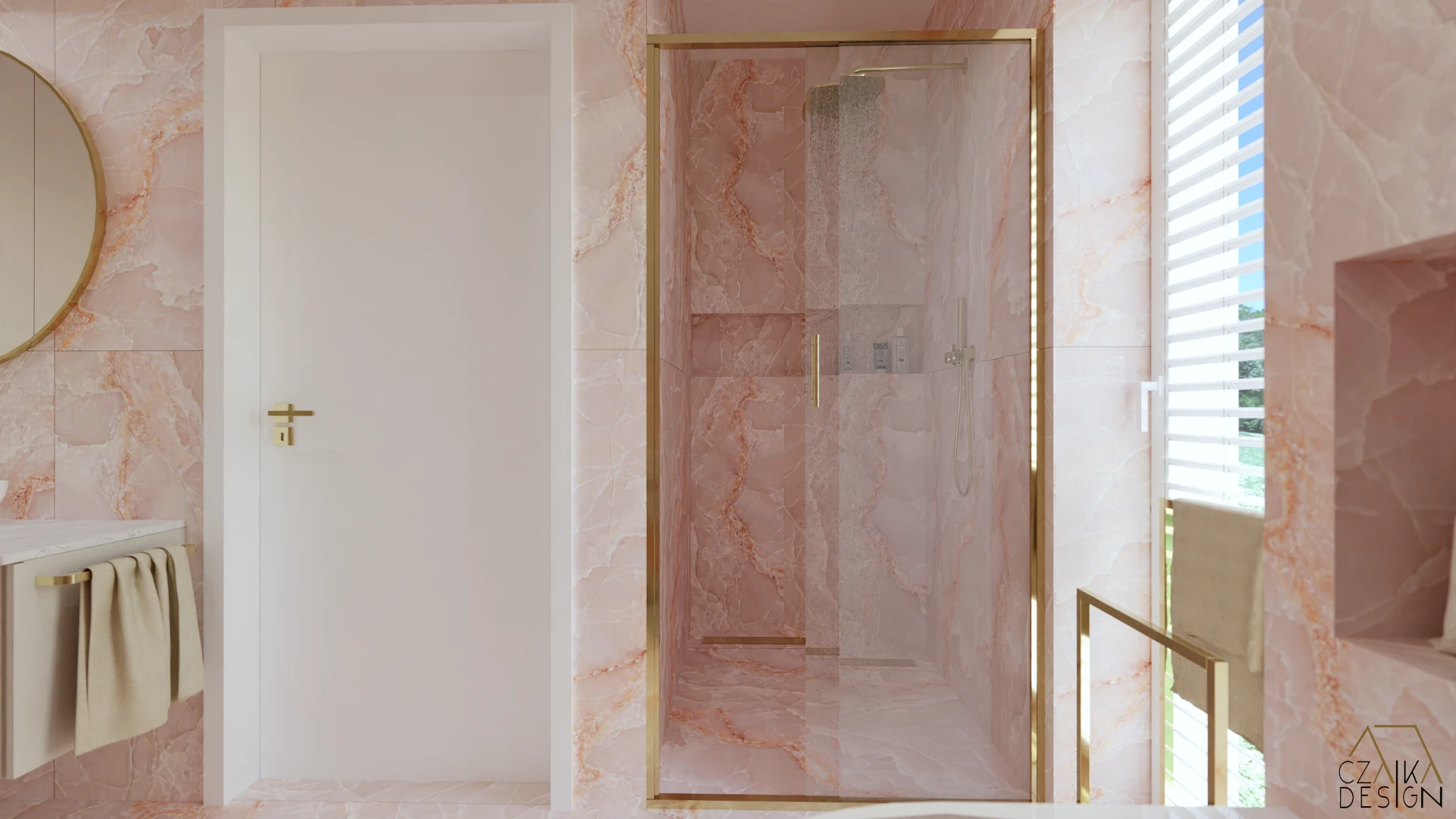 Złote dodatki – baterie łazienkowe, detale armatury, oświetlenie