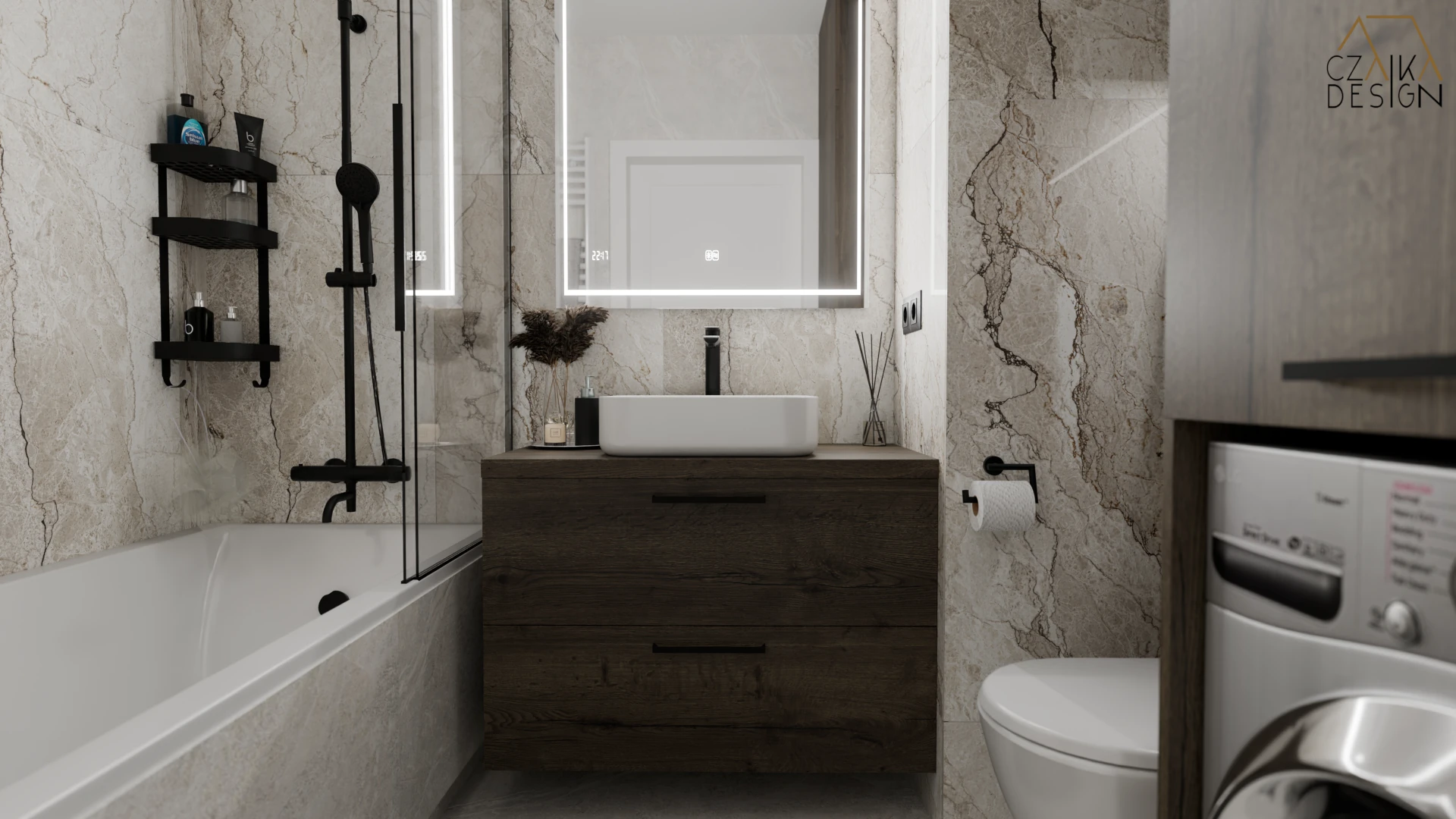 Dominujące w aranżacji czarne dodatki