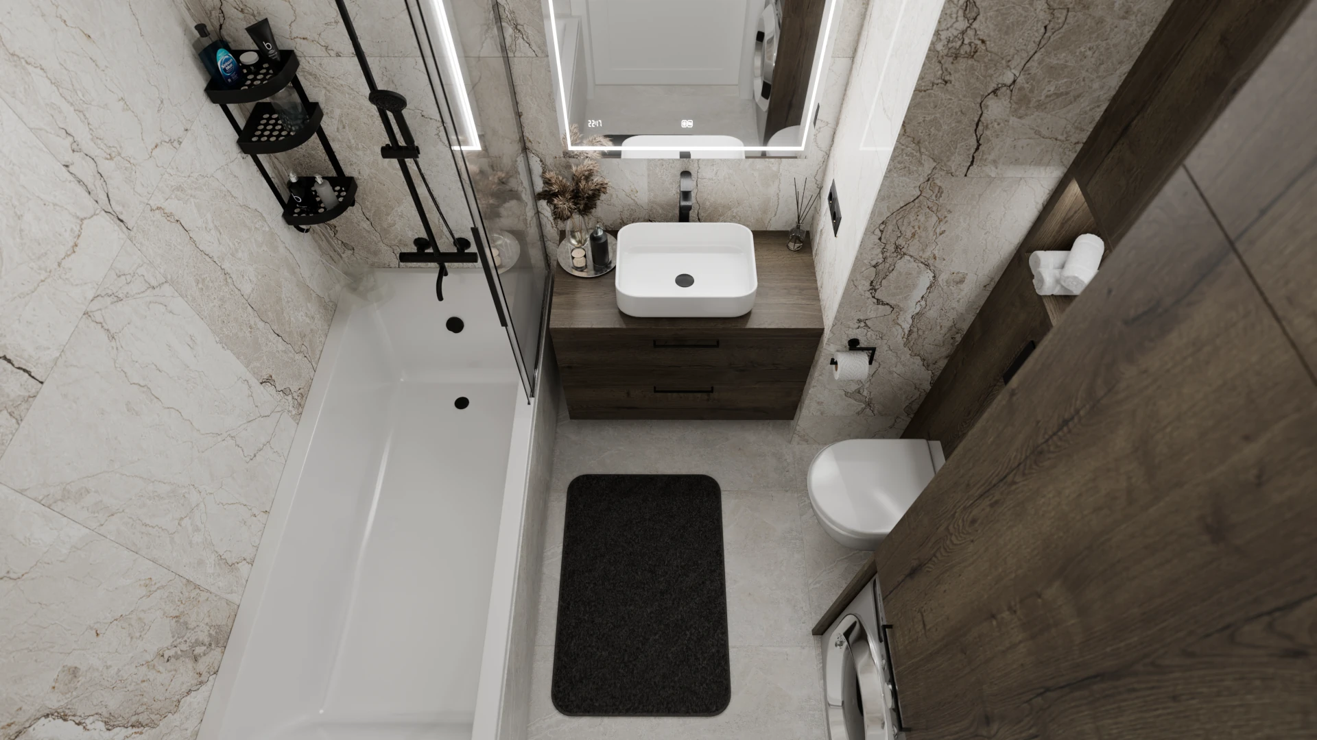 Łazienka z czarnymi akcentami