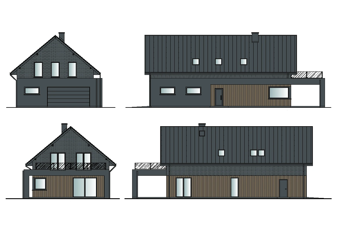 Projekt elewacji nowoczesnej stodoły - Nowy Cydzyn