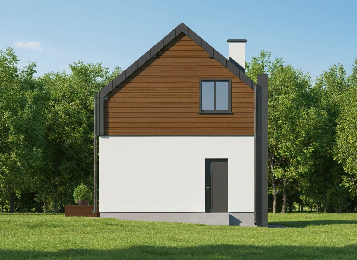 Budynek posadowiono na granicy z działką sąsiednią