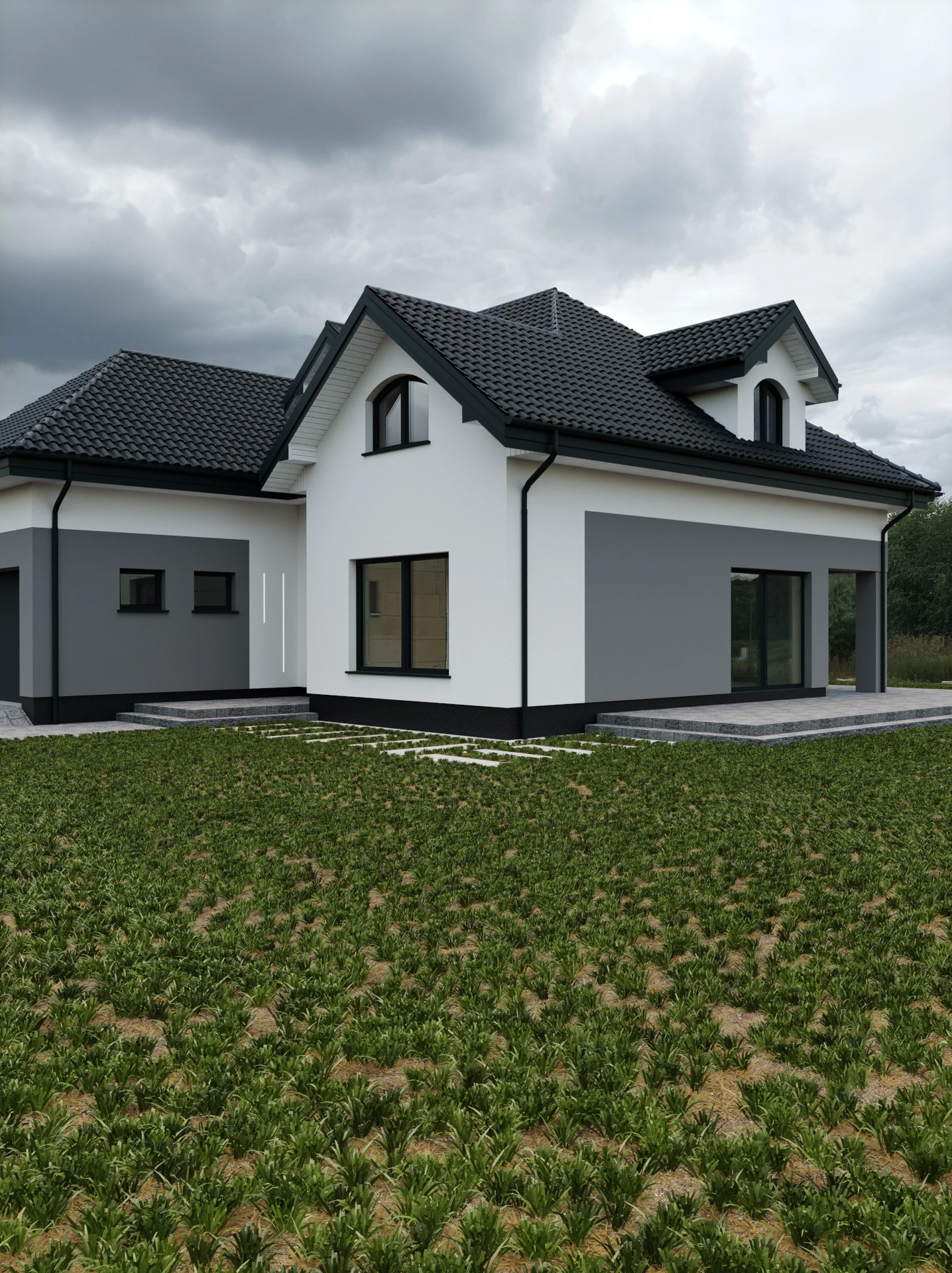 Dom z odcieniami szarości