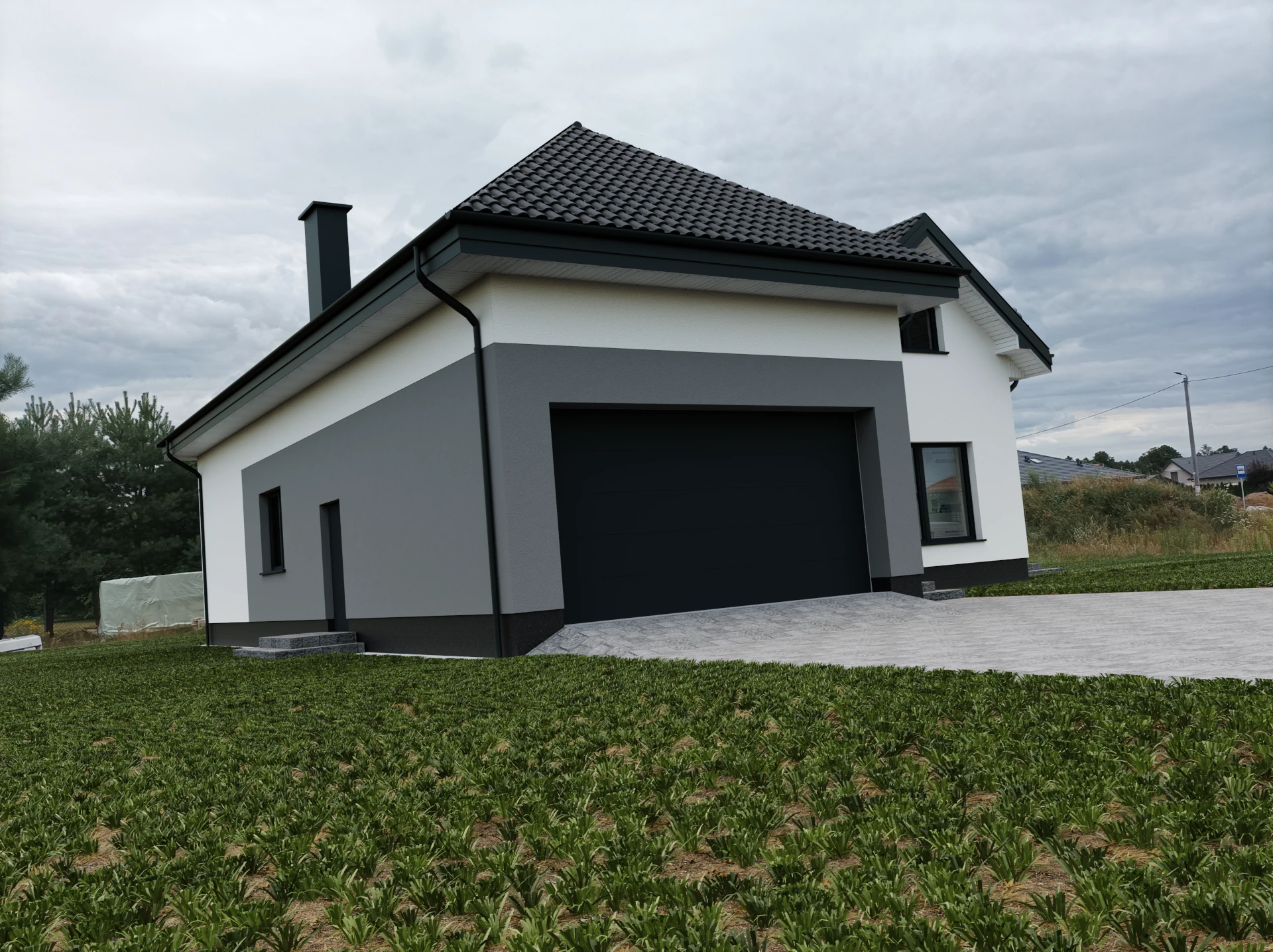 Projekt elewacji w odcieniach szarości