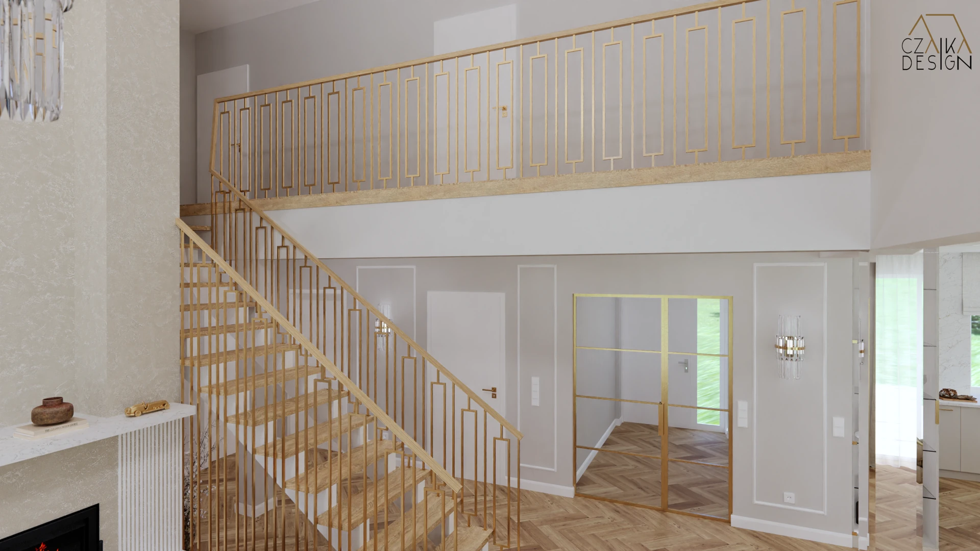 Projekt wnętrza parteru domu jednorodzinnego