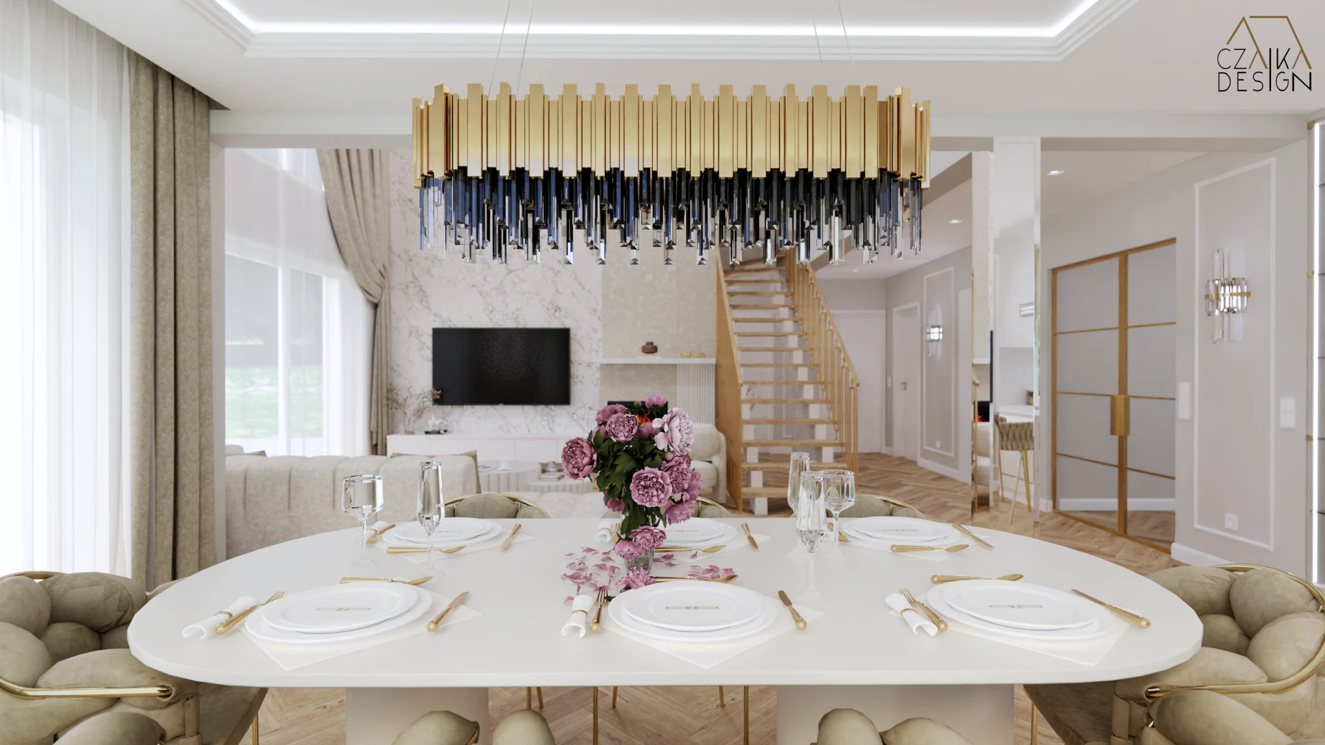 Kryształowe oświetlenie z elementami złota