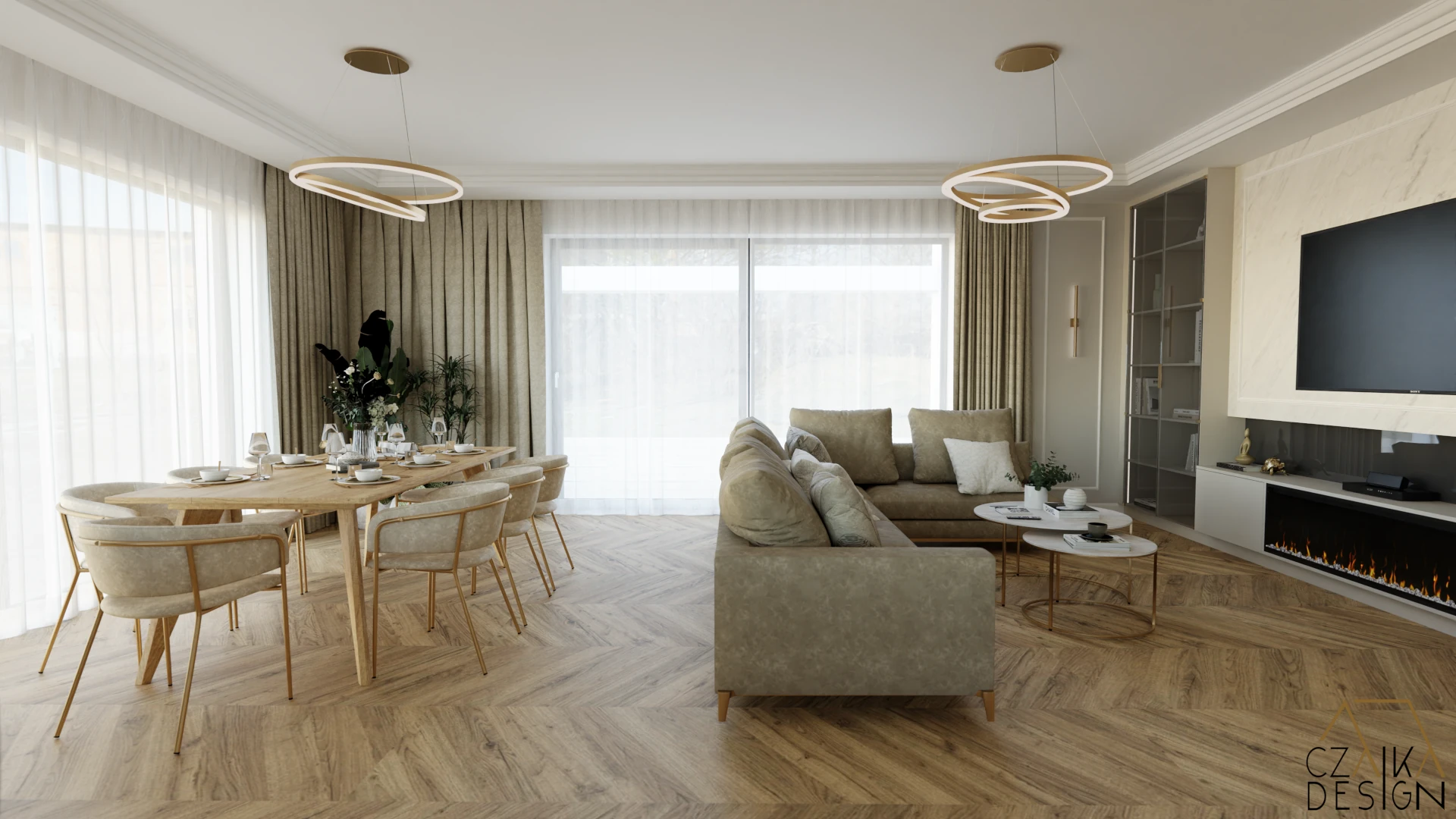 Duży drewniany stół dla 8 osób