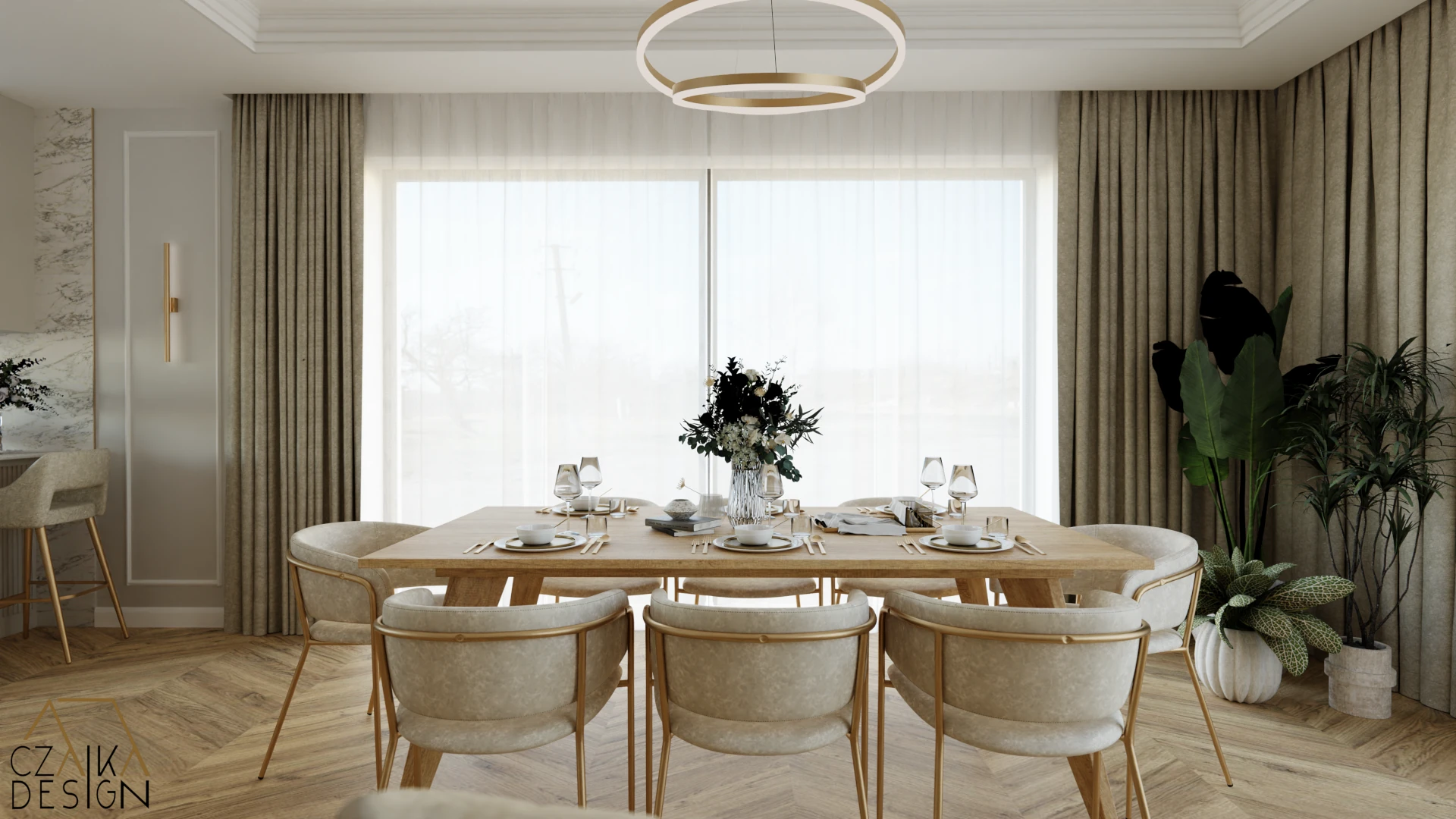 Duży drewniany stół dla 8 osób