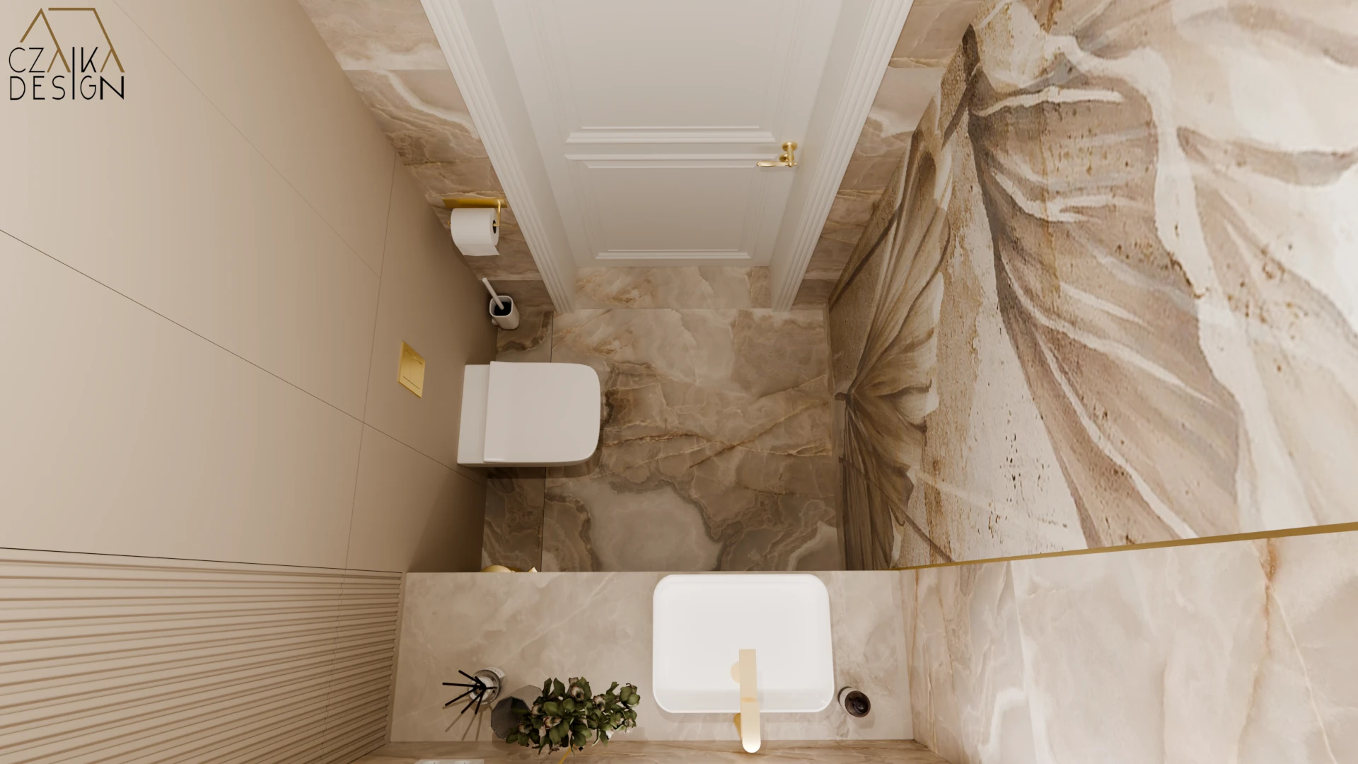 Beżowe odcienie płytek w łazience